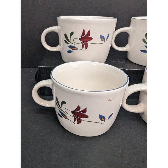 Vintage Newcor Stoneware Copenhagen Design 6 Oz Flat Coffee/Tea Cups Set of 4 - Picture 4 of 8